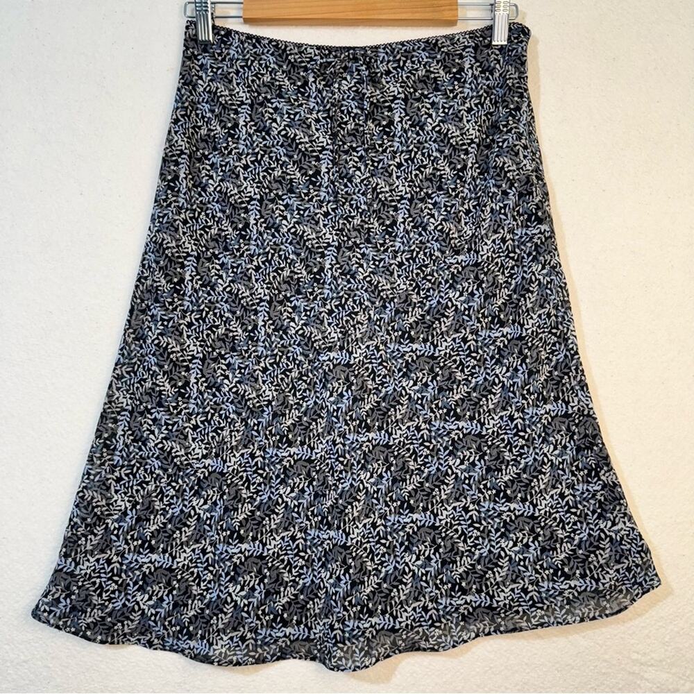 Old Navy Black & Blue Dark Floral Dainty A-Line Skirt 90’s VTG Women’s 6